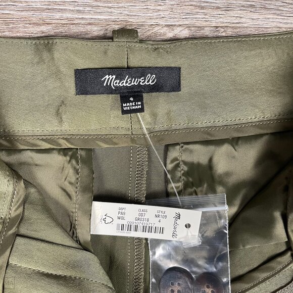 NEW Madewell Women's High-Rise Straight Cargo Trousers in Satin Size 4 Green - Picture 2 of 8